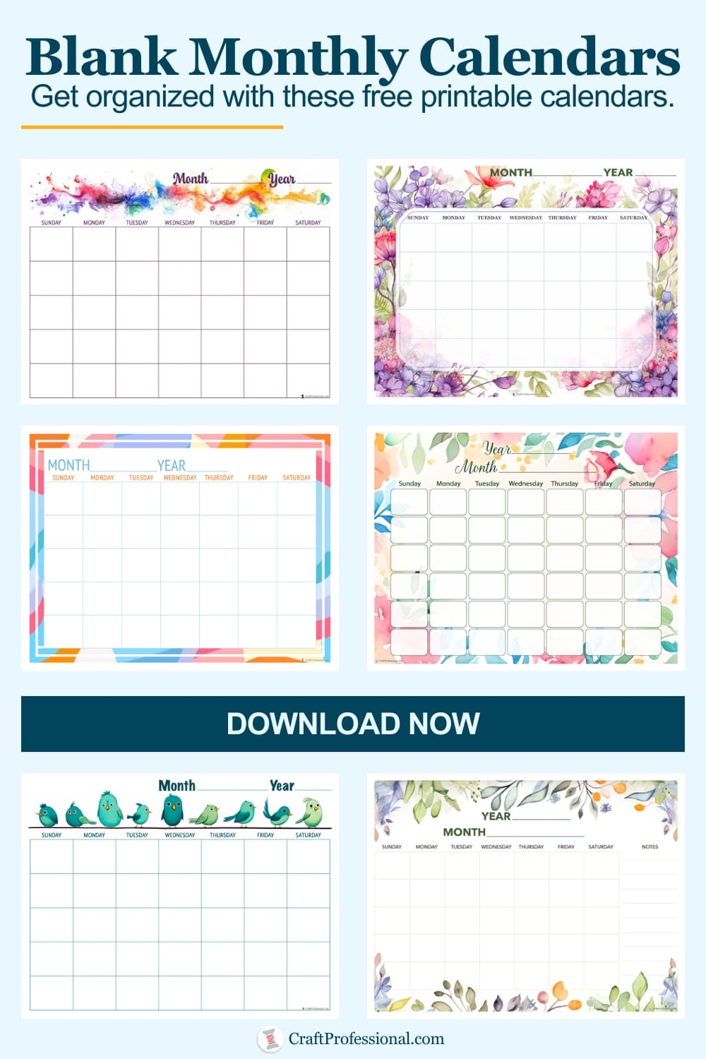 10 Blank Calendar Printables