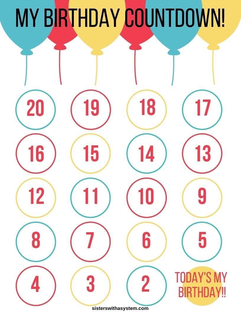 12 Free Printable Birthday Countdown Ideas Birthday Countdown Countdown Birthday