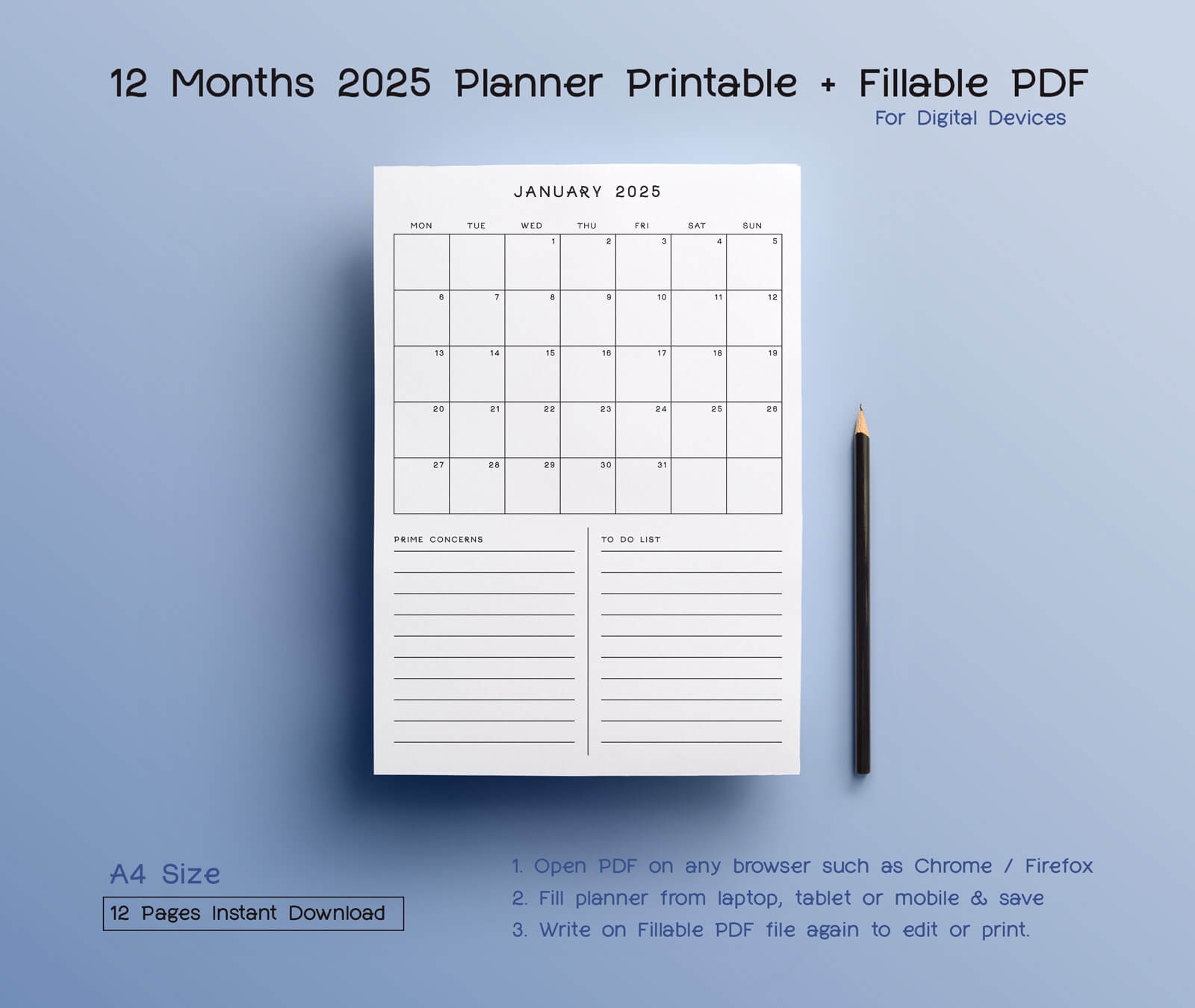 Monthly Pocket Calendar 2025 Printable