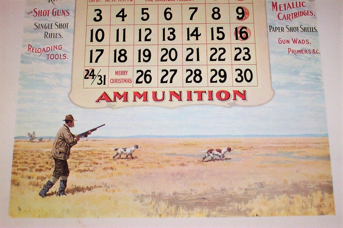 1899 Winchester Repeating Arms Co Calendar Hunting Rifles Shot Guns Repro EBay