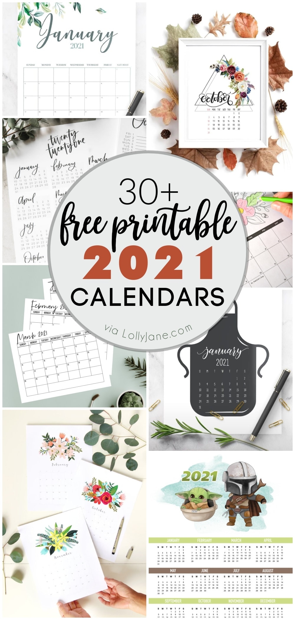 2021 Free Printable Monthly Calendars Lolly Jane