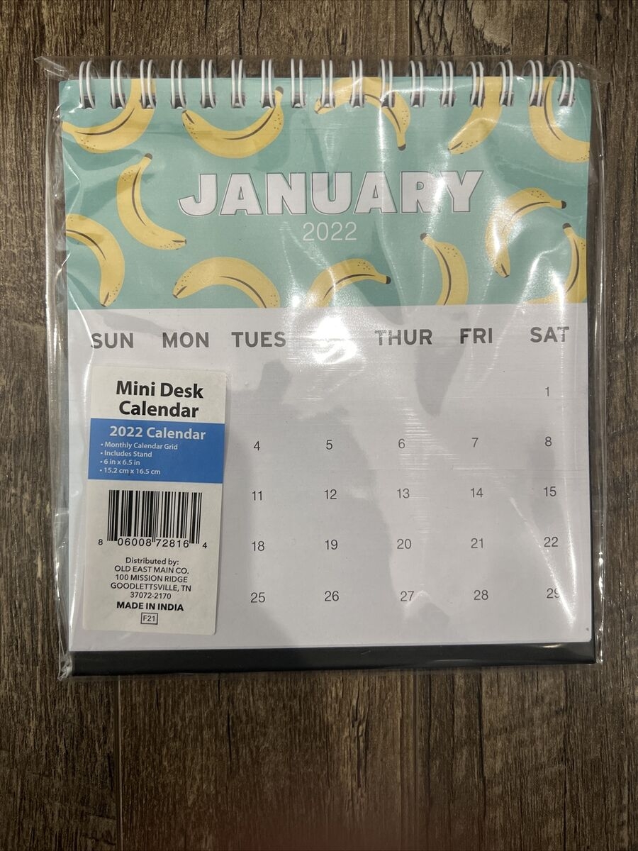 2022 Monthly Desk Calendar Spiral Flip Stand Up Tent 6x6 5in Colorful Bananas EBay