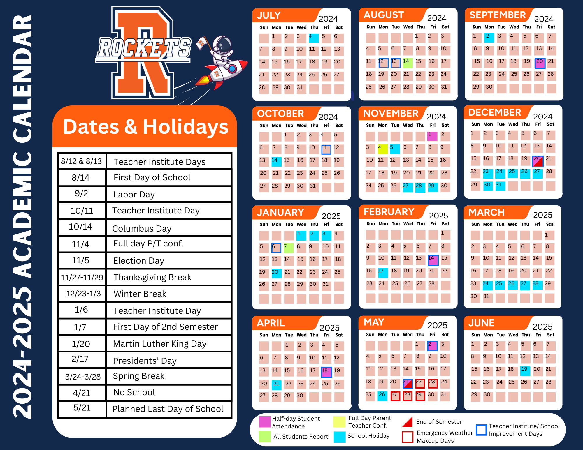 2024 2025 Academic Calendar Rochester Elementary Schools