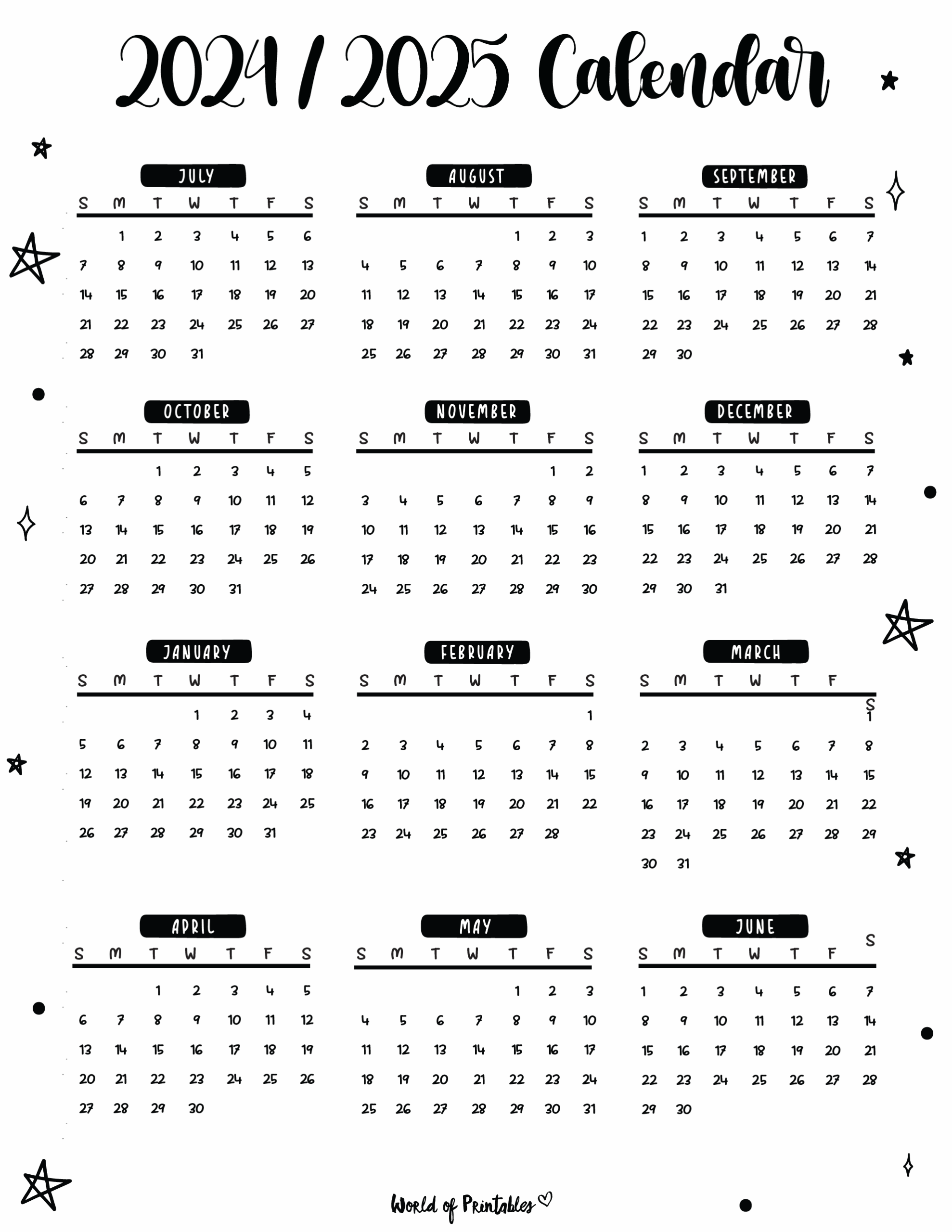 2025 2025 Academic Printable Calendar