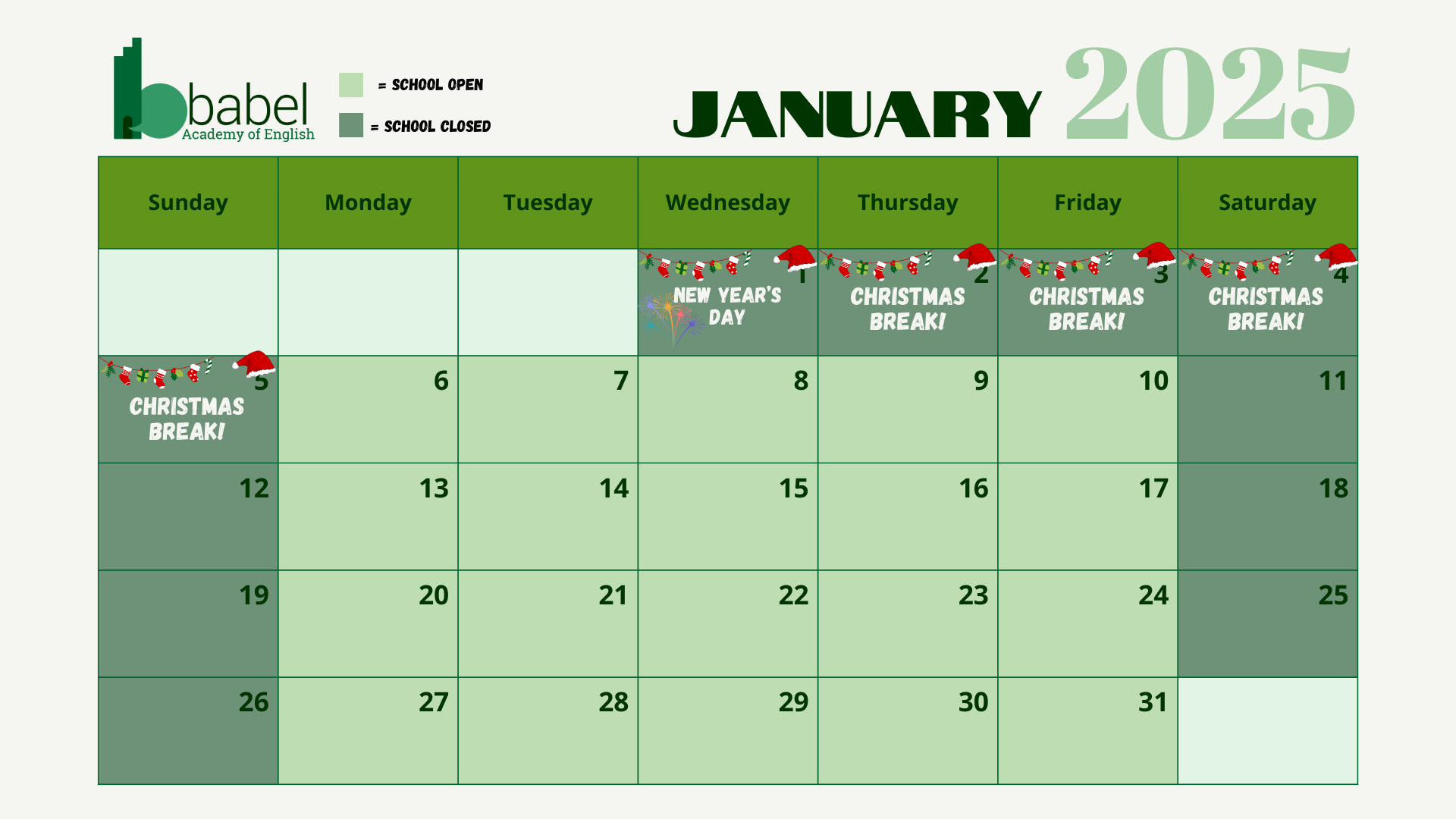 2025 2026 Academic Calendar Babel Academy Of English Language School In Dublin