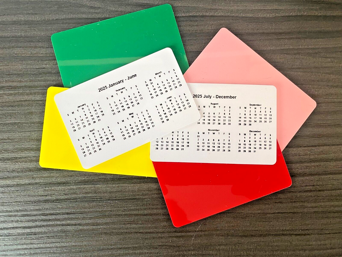 2025 2026 Calendars Credit Card Size For Wallet Plastic Or Aluminium EBay