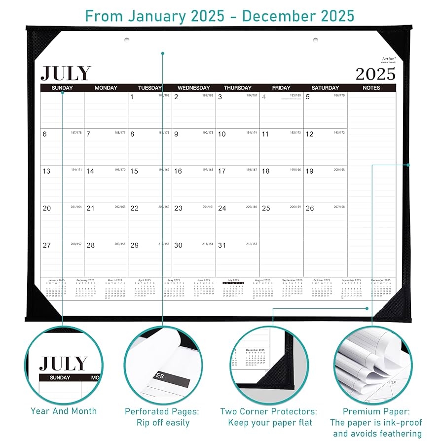 2025 2026 Desk Calendar 18 Months Large Monthly Desk Calendar 2025 2026 Jul 2025 Dec 2026 22 X 17 Large Ruled Blocks To do List Notes Office Products Amazon