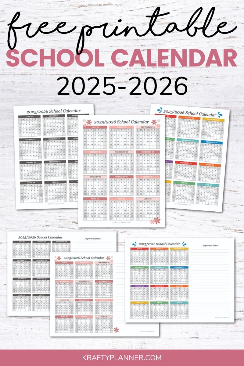 2025 2026 School Calendar Printables Krafty Planner 2025 2026 School Calendar Printables Krafty Planner