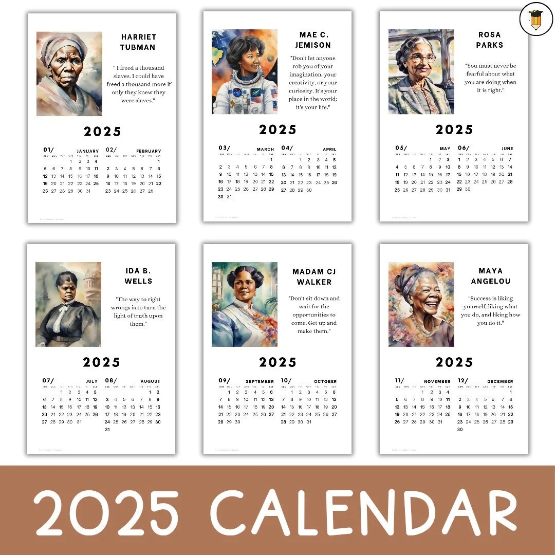 2025 Black History Calendar Bulletin Board Display Black History Decor African American History Printable Calendar 2025 Desk Etsy