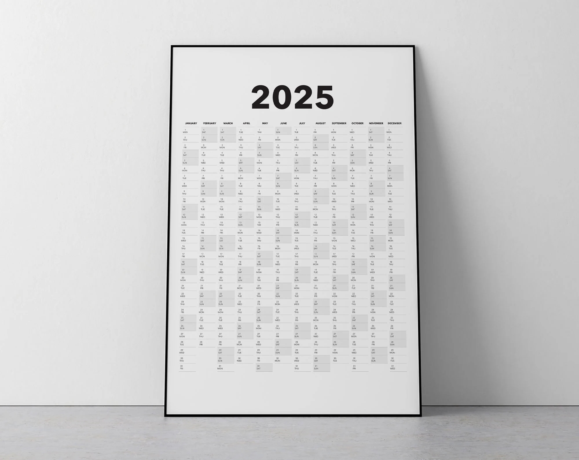 Large Blank Printable Calendar 2025