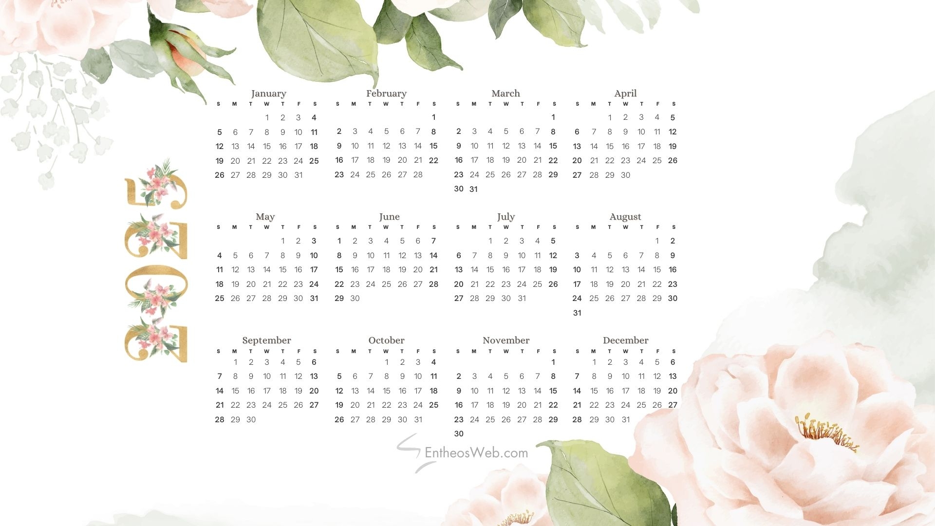 2025 Calendar Desktop Wallpaper And PDF Printables EntheosWeb