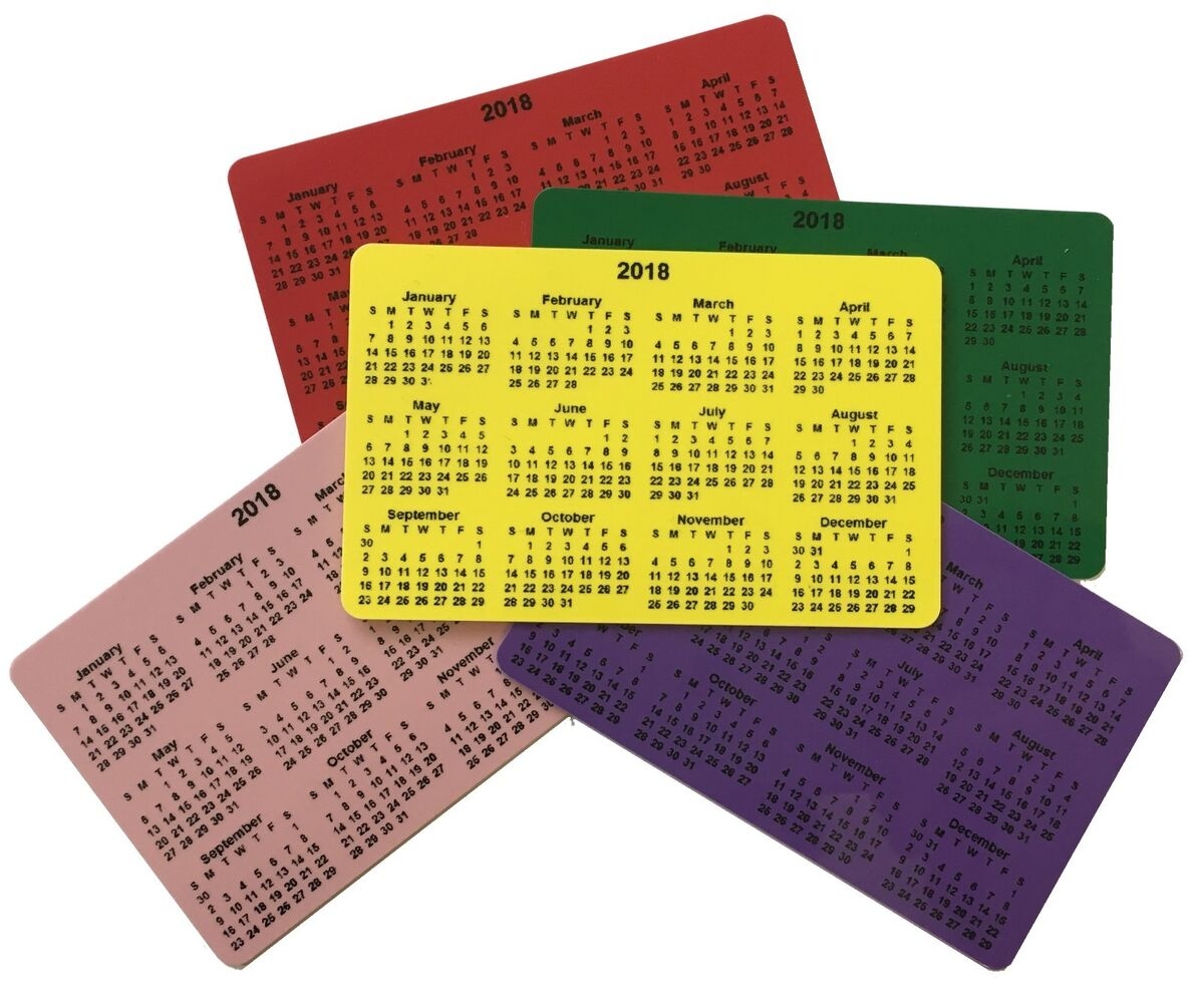 2025 Calendar On Coloured Rigid Plastic Credit Card Size For Wallet Purse EBay