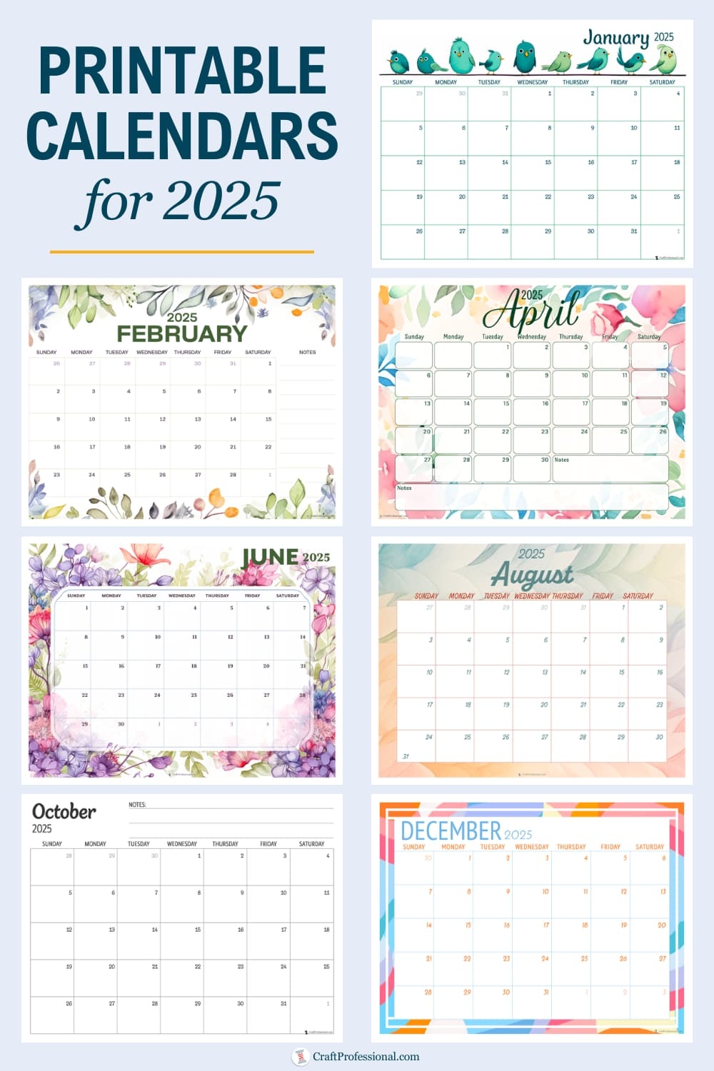 2025 Cute Printable Calendar