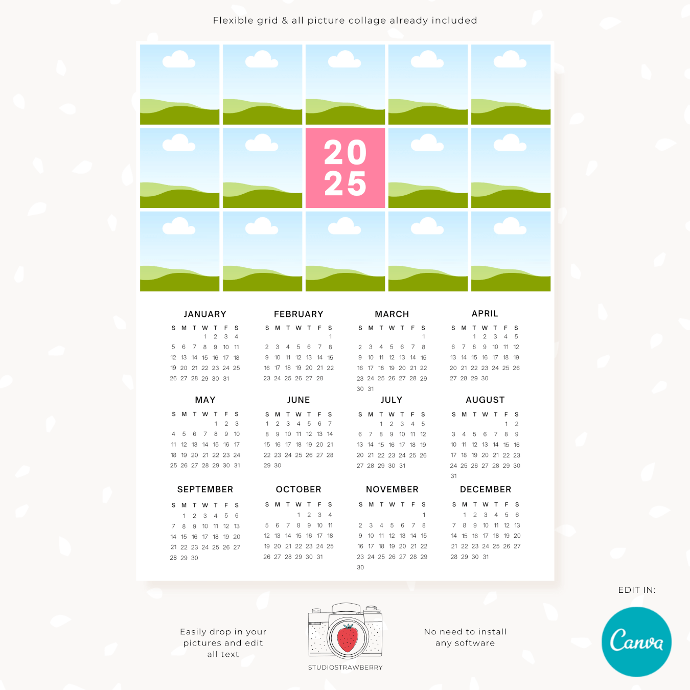 Customizable Printable Calendar 2025