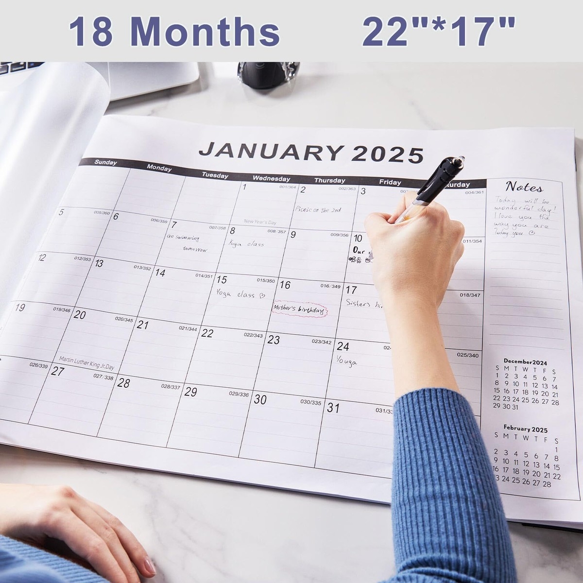 2025 Desk Calendar Large 22X17Desktop Calendar With Plastic Cover18 MonthWith EBay
