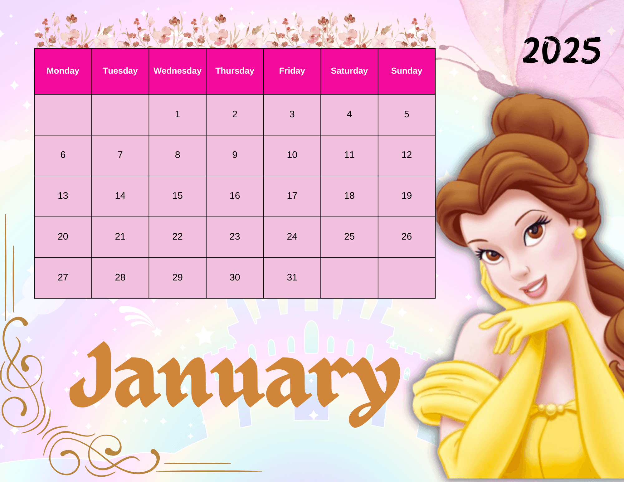 2025 disney princess calendar by prodiodigitals raket ph