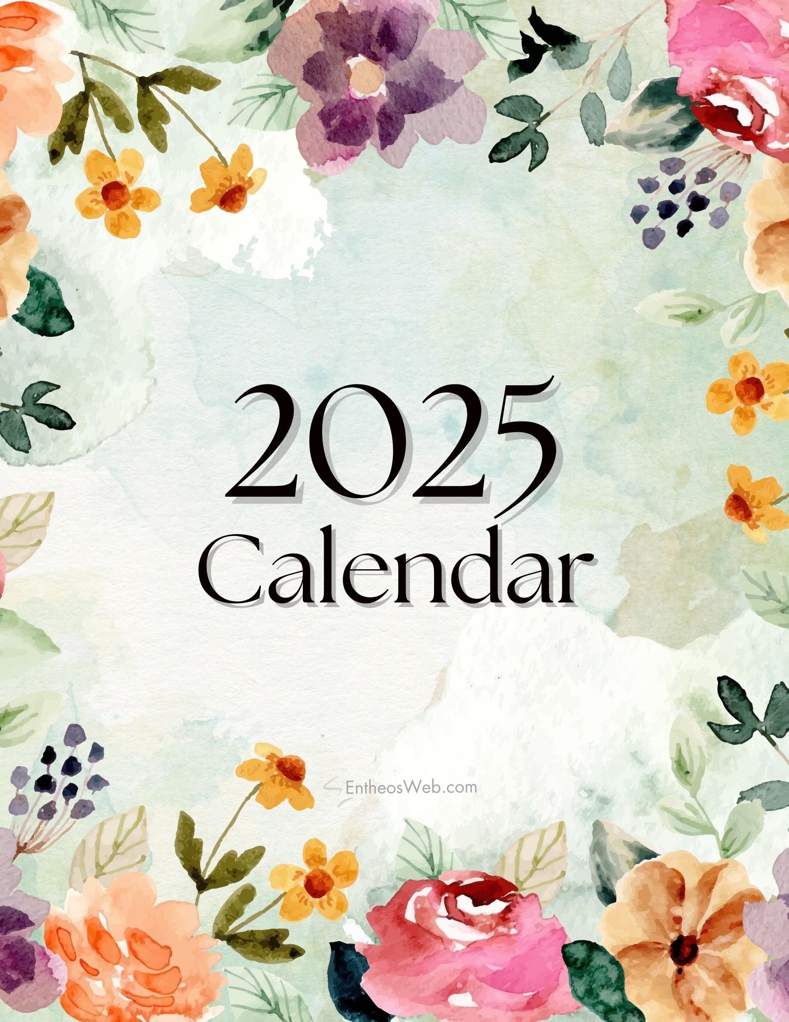 Colored Monthly Calendar 2025 Printable