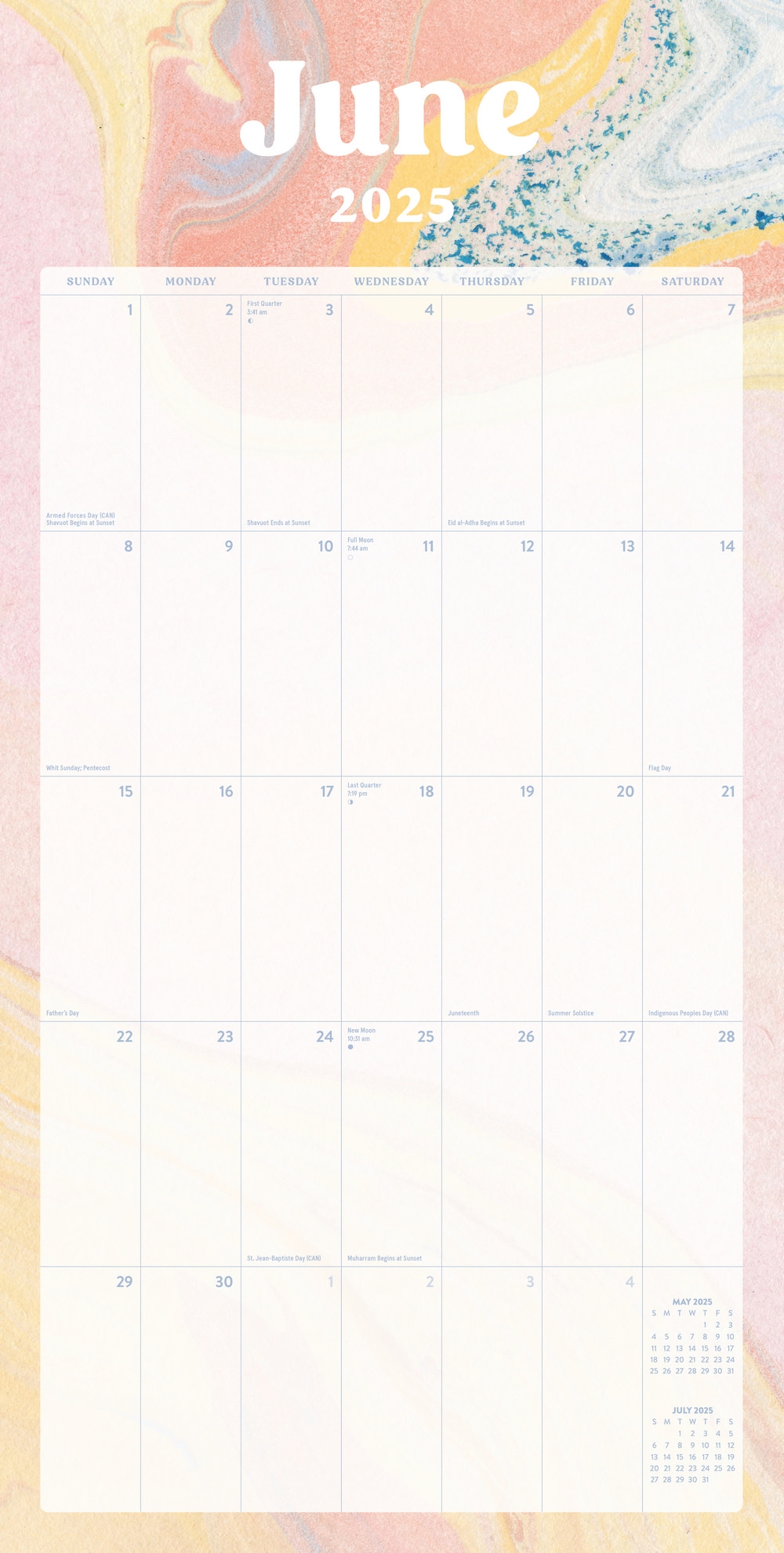 Calendar 2025 With Big Squares Printable