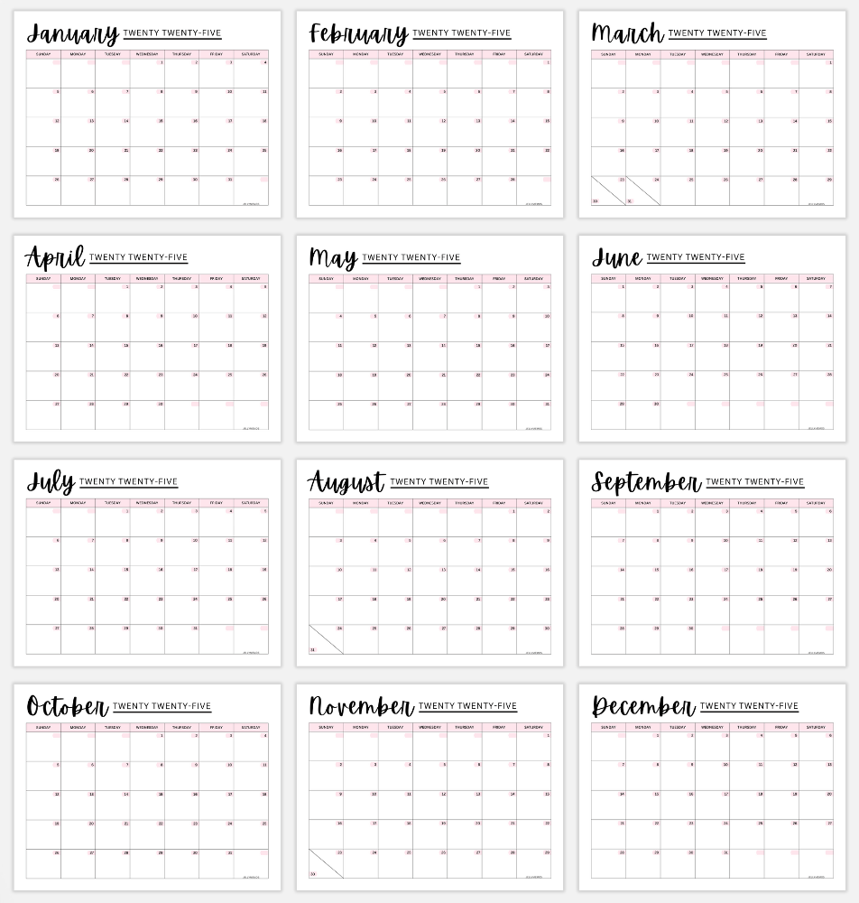 Cute Calendar Printable 2025
