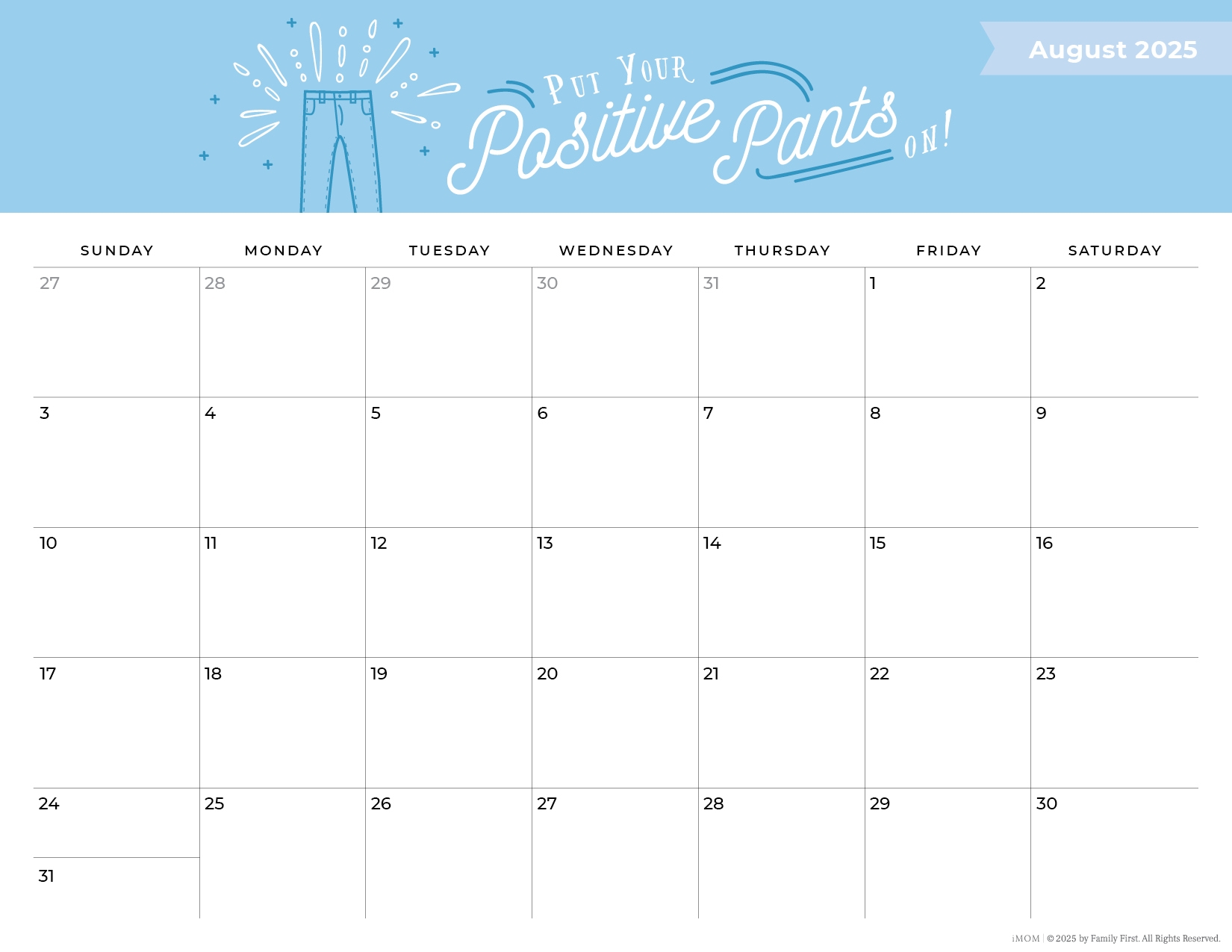 2025 Positive Thoughts Printable Calendars For Moms IMOM