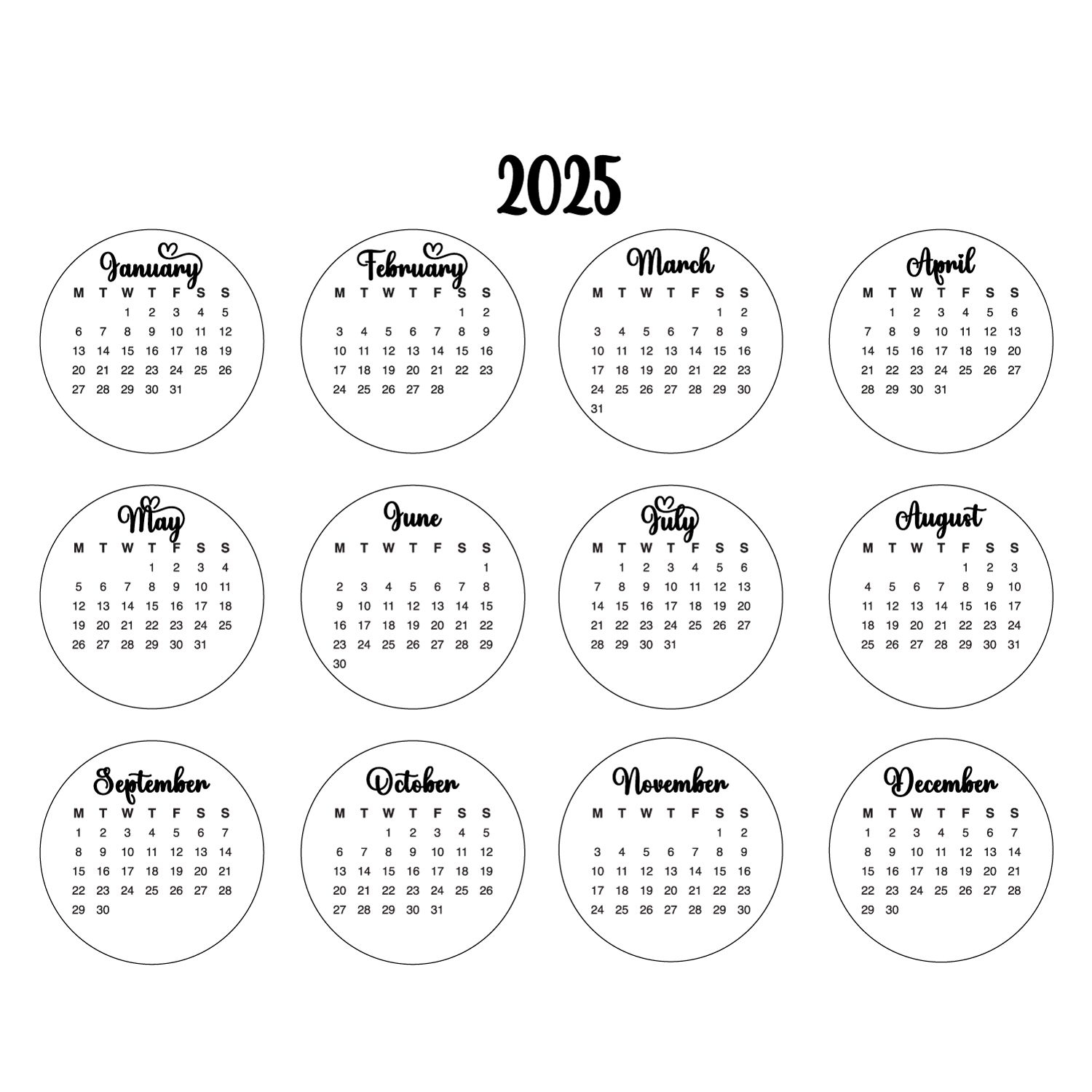 2025 Print And Cut Circle Calendars D 377889