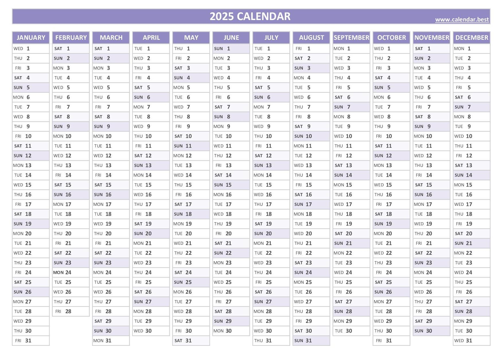 2025 Printable Calendar With Week Numbers And Holidays