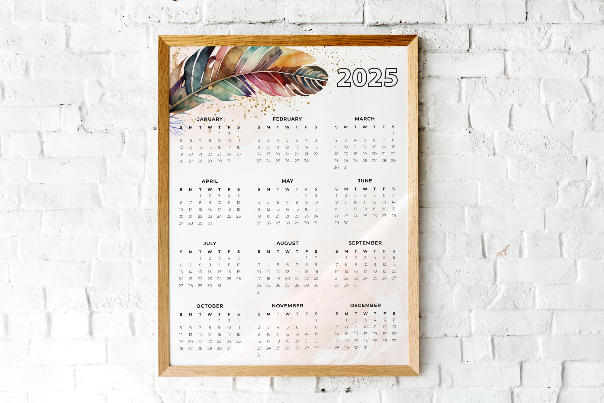 Printable Calendar 2025 Year On One Portrait Page