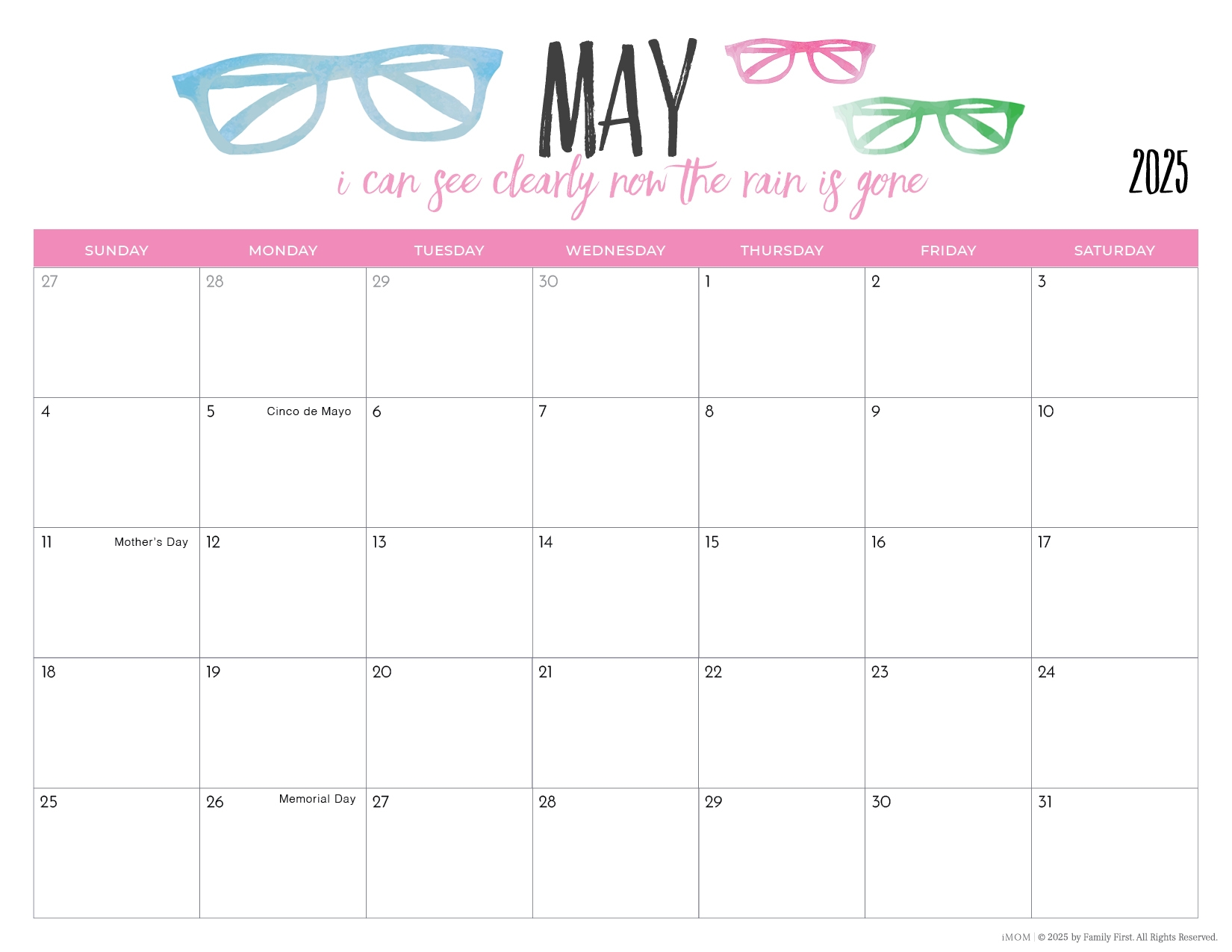 Free Printable 2025 Monthly Calendars With Holidays