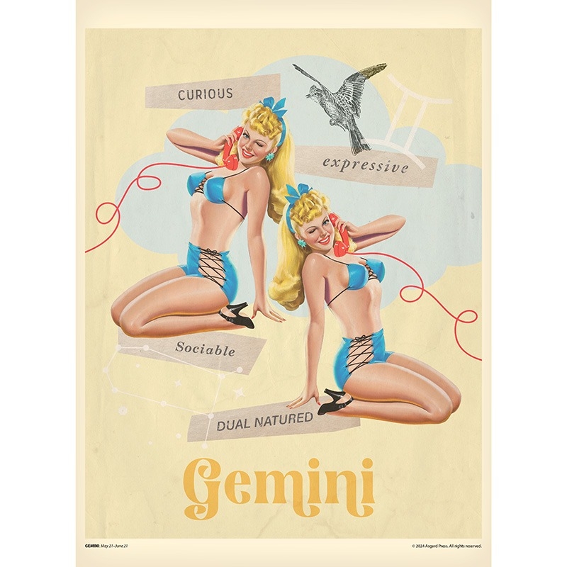 2025 retro zodiac pinups calendar asgard press