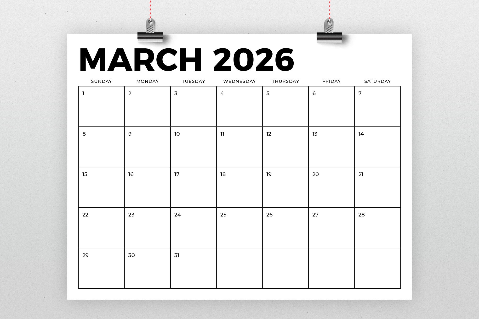 2026 Free Printable Calendar