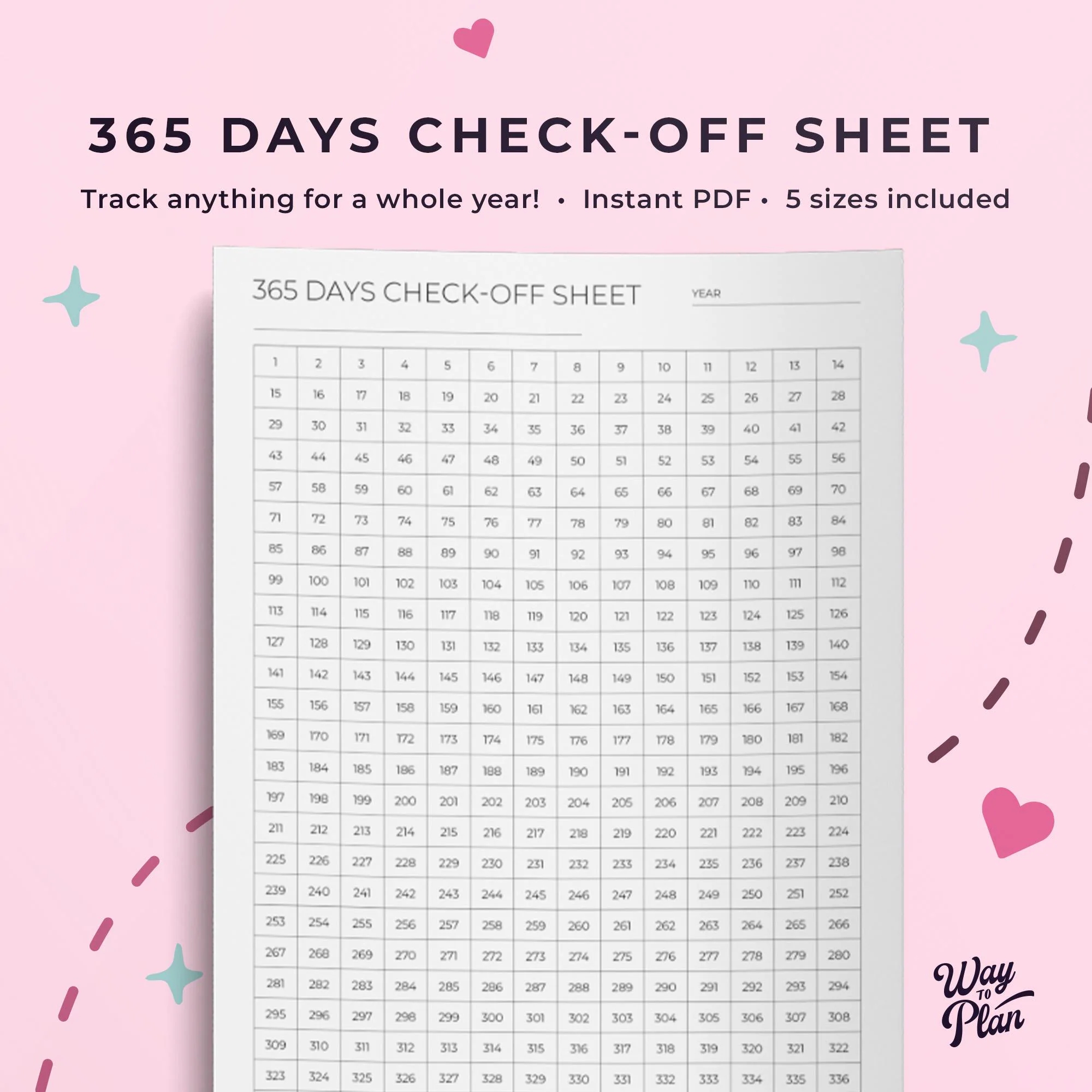 365 Days Tracker 365 Days Check Off 365 Journal 365 Day Challenge Yearly Tracker Yearly Habit Tracker One Year Sober Year Tracker Etsy
