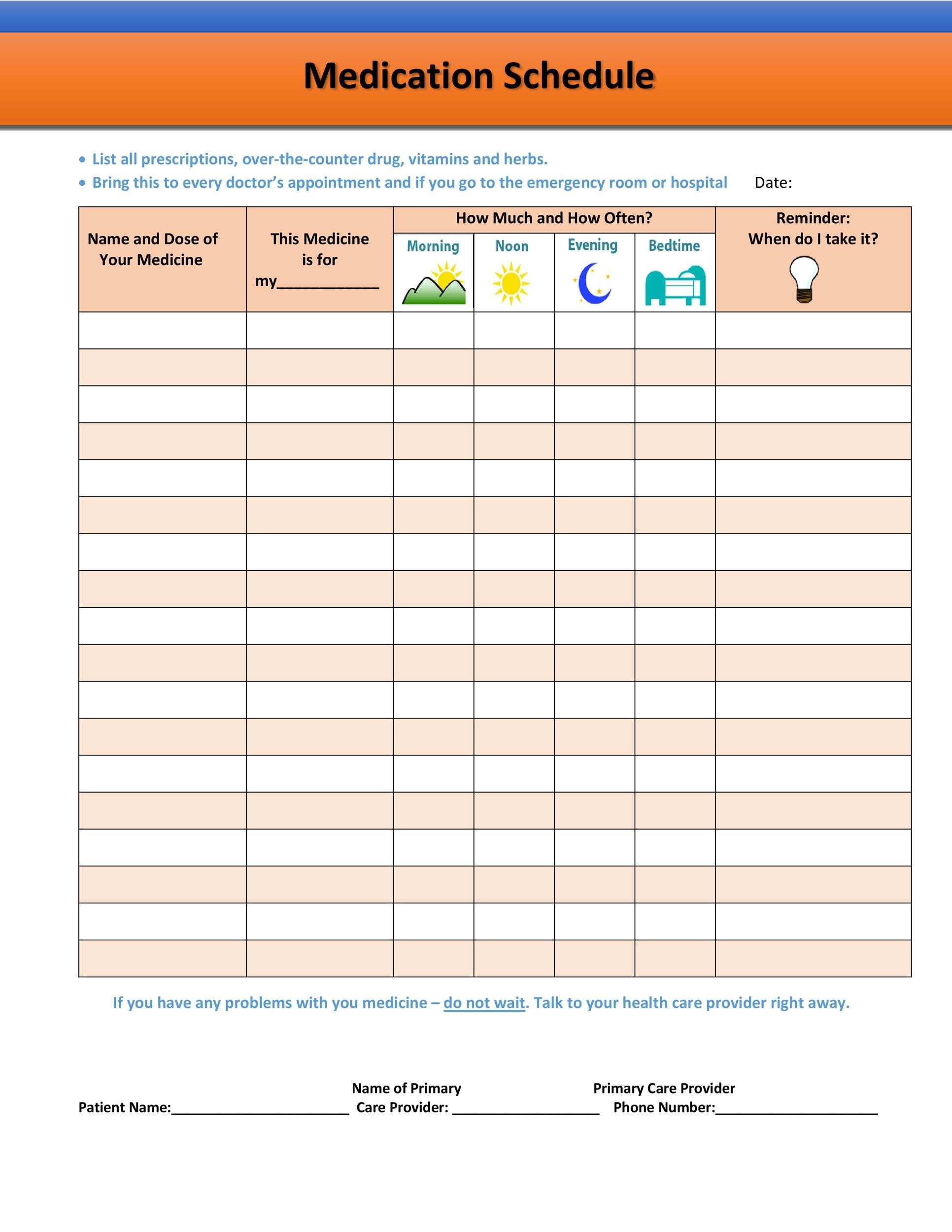 40 Great Medication Schedule Templates Medication Calendars 