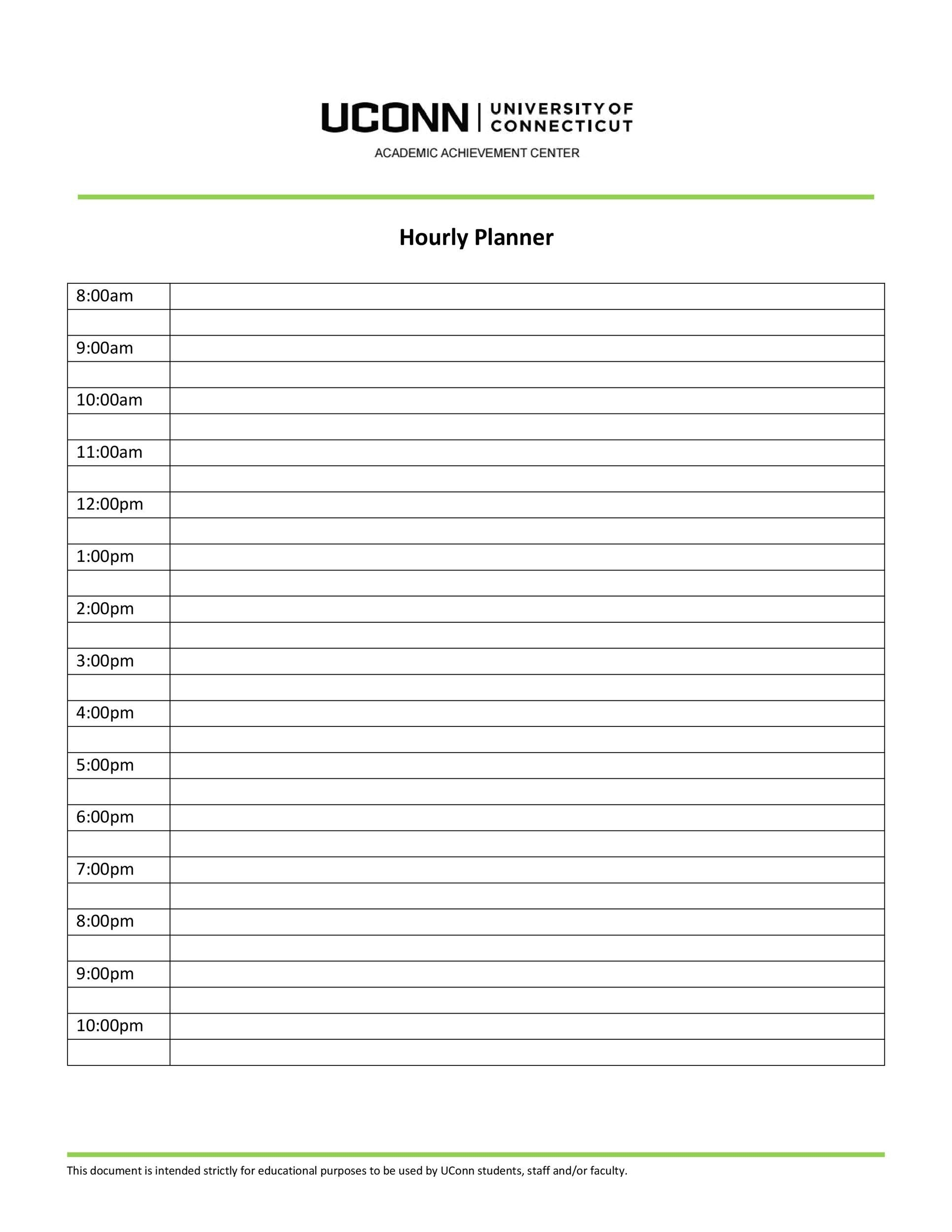 Free Printable Hourly Calendar