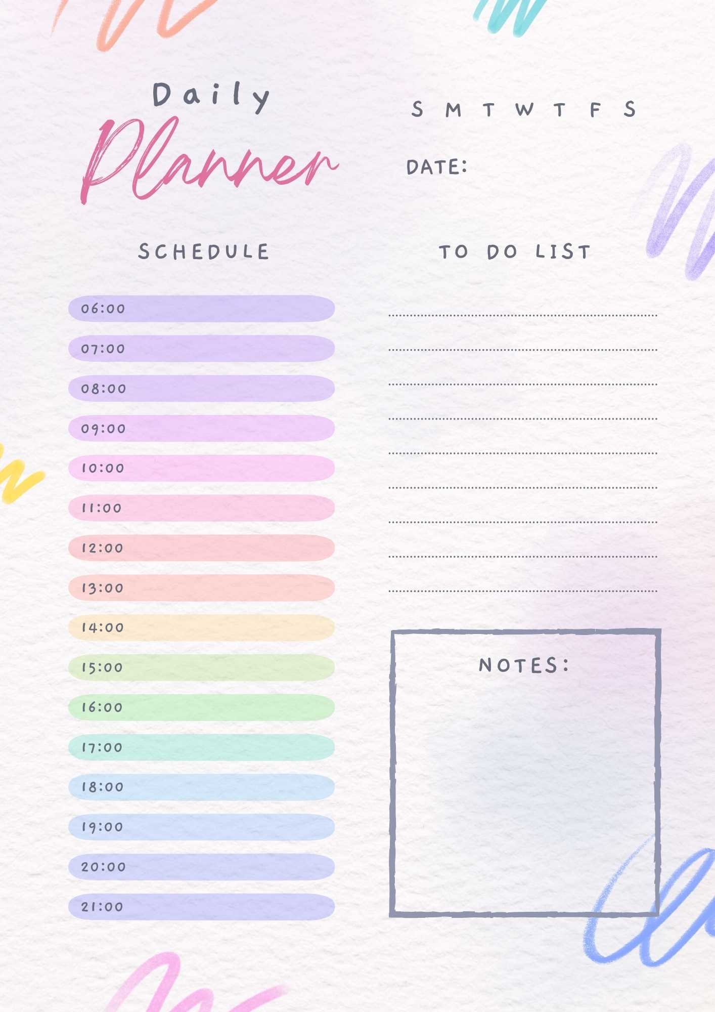 Day Time Calendar Printable