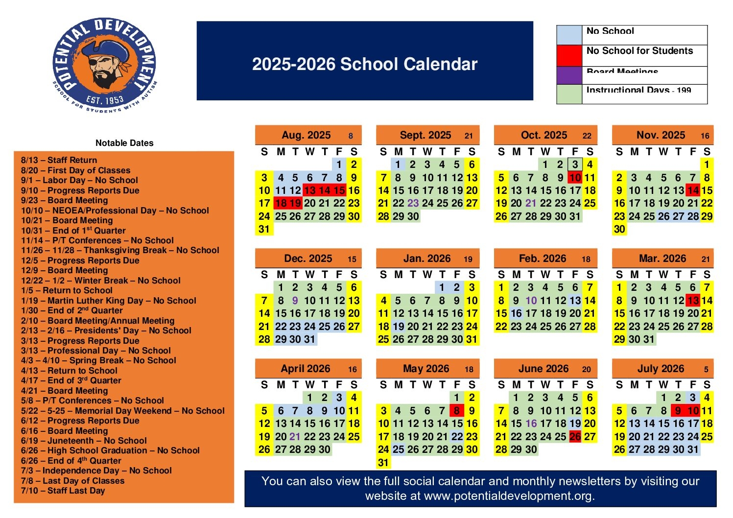 Academic Calendar Potential Development