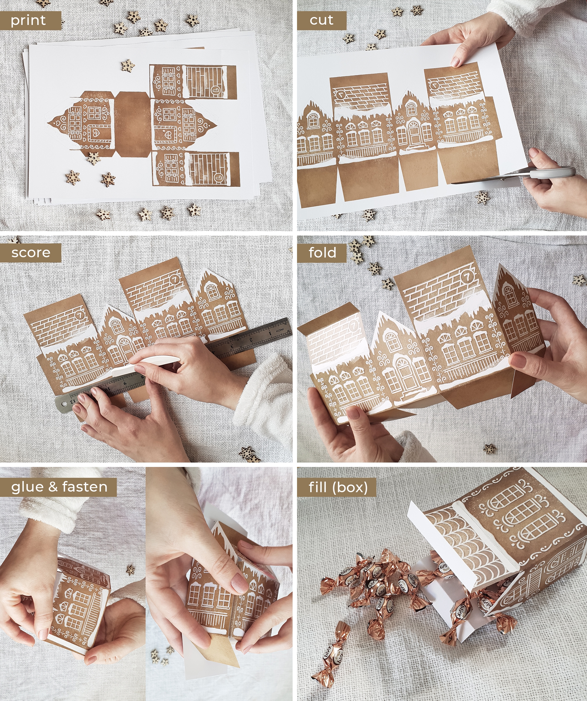 Advent Calendar Gingerbread Village Printable Template 