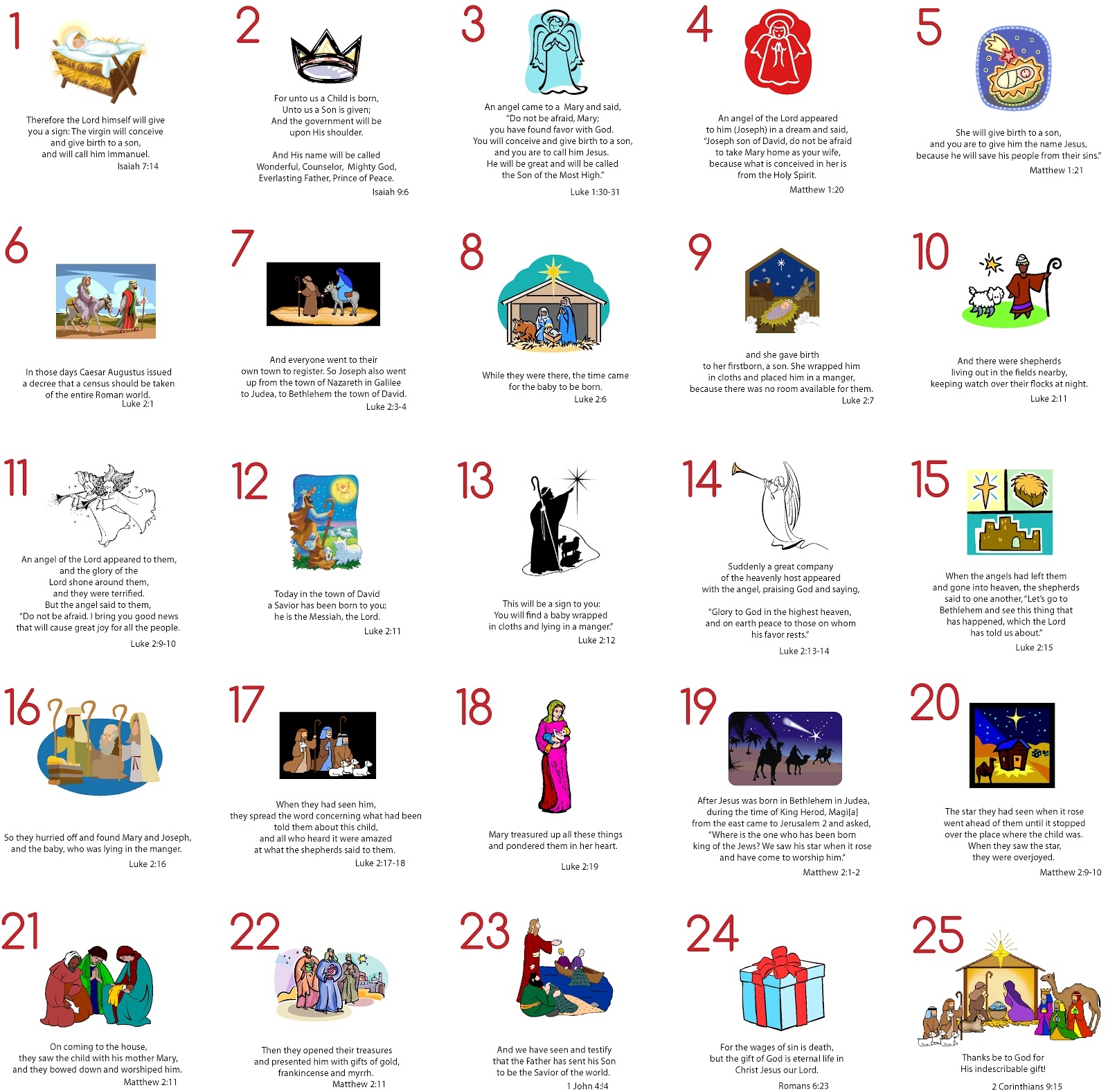 Advent Verses Printable Printable Party Favors