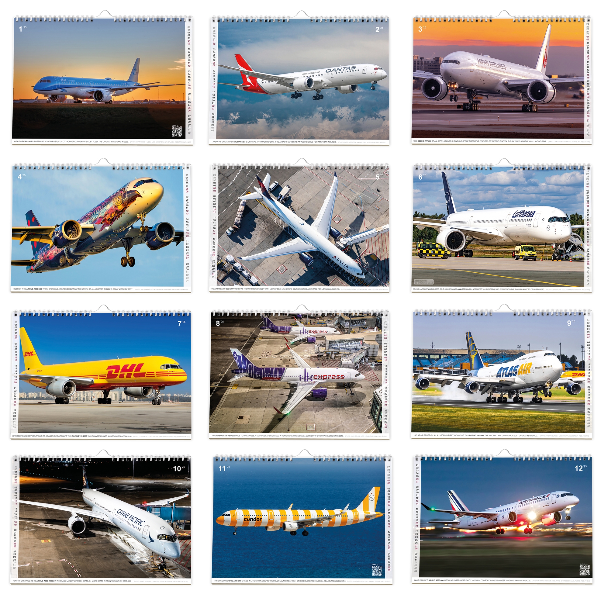 Airplane Calendar 2025 Civil Aviation 2025 Aircraft Wall Calendar