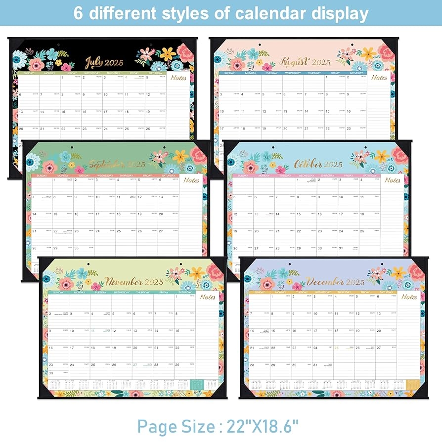 Amazon 2025 2026 Desk Calendar Large Desk Calendar 2025 2026 Jul 2025 Dec 2026 22 X 17 18 Months Corner Protectors Black Floral Office Products