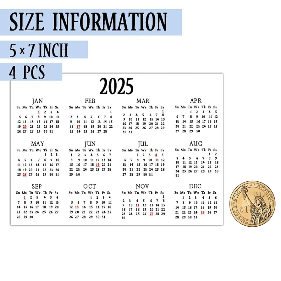 Printable Monitor Calendar Strips 2025