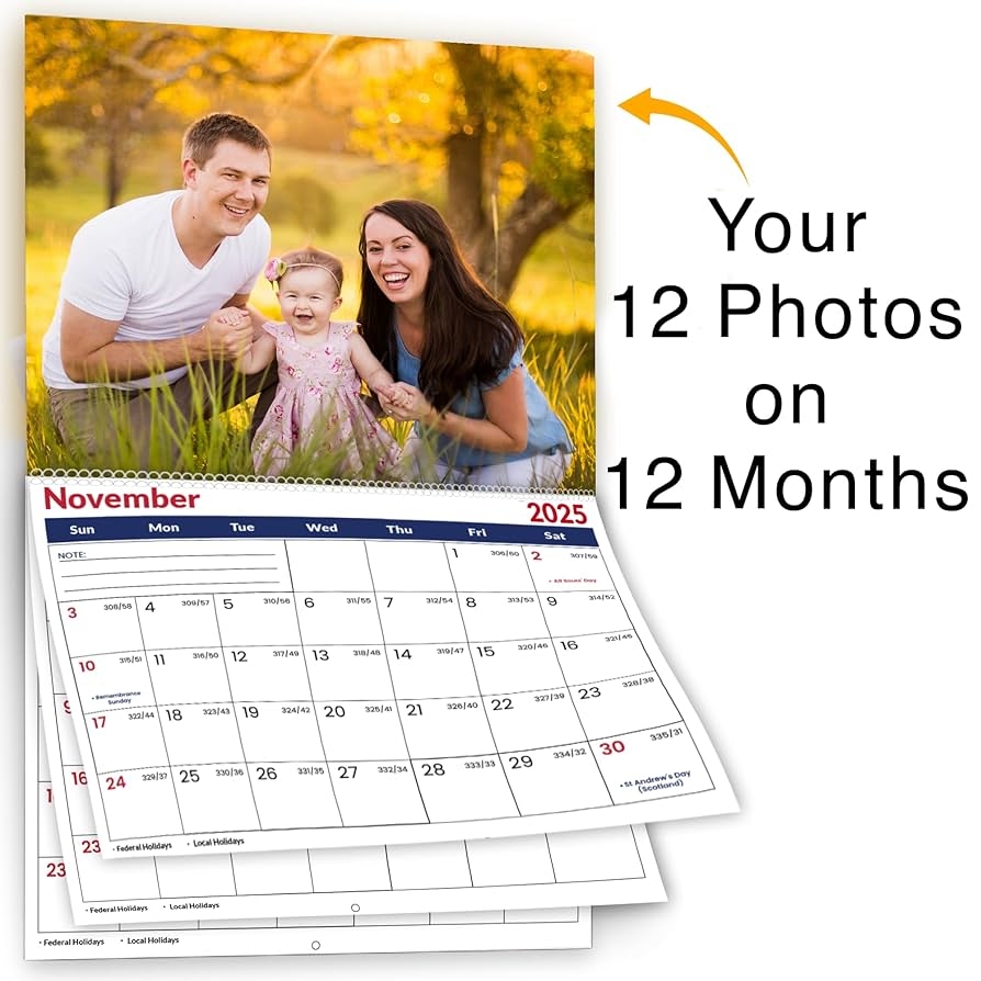 Amazon Custom Photo Wall Calendar 2025 For Home Office Print Your 13 Memories Make Your Own Personalized Calendar 2025 Customized Christmas Gift Large 11 X 17 Made In