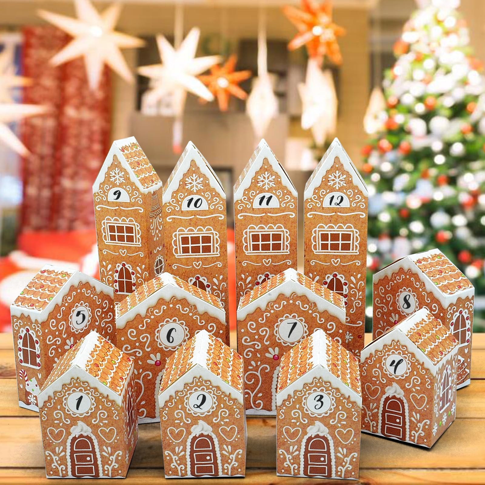 Amazon KALEFO Christmas Advent Calendars 2025 Cardboard Treasure Boxes With 1 24 Number Stickers Gingerbread Countdown Calendar For Kids Xmas Holiday Chrismas Decorations Home Kitchen