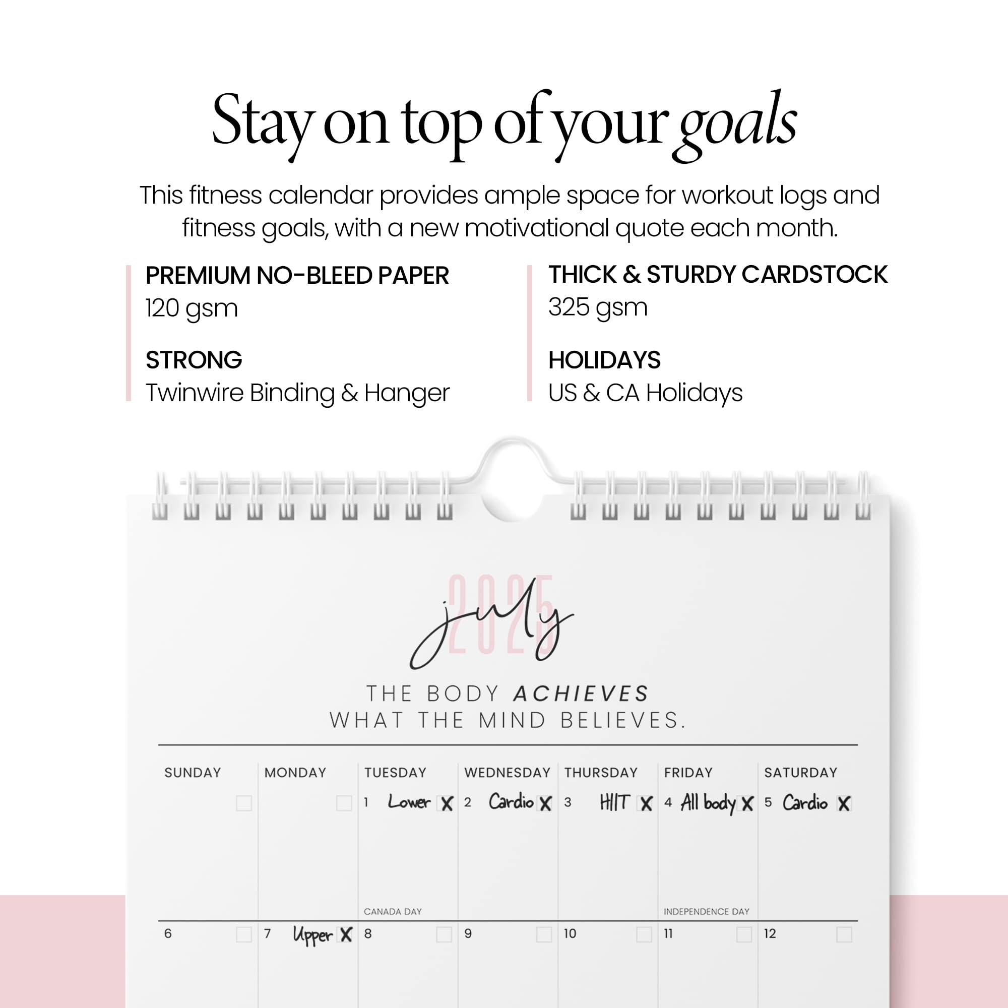 Printable Calendar 2025 Fitness