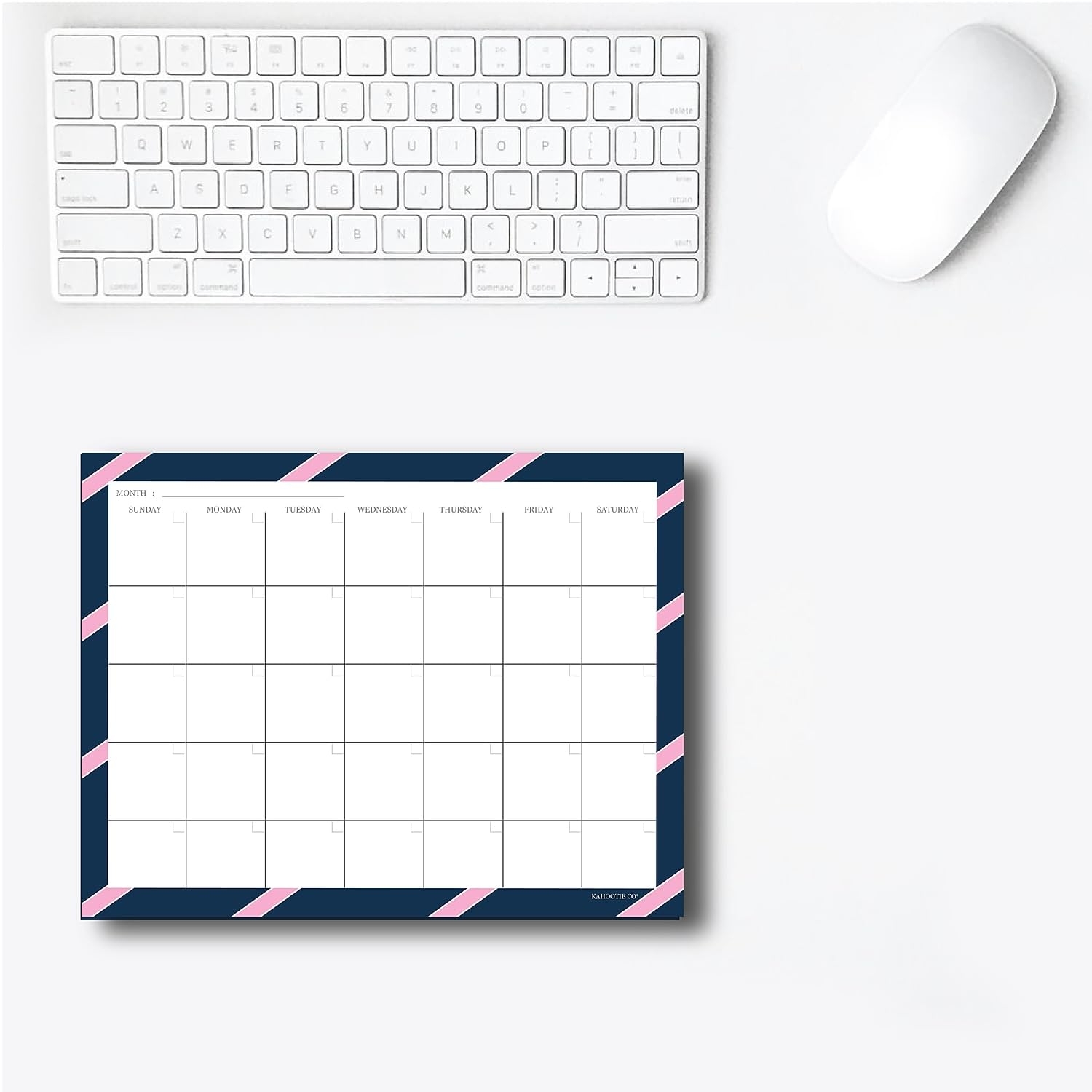 Amazon Monthly Calendar Notepad 50 Undated Calendar Pages Customizable To Fit Your Organizational Needs Large 8 5 x 11 Navy And Pink Stripe Office Products