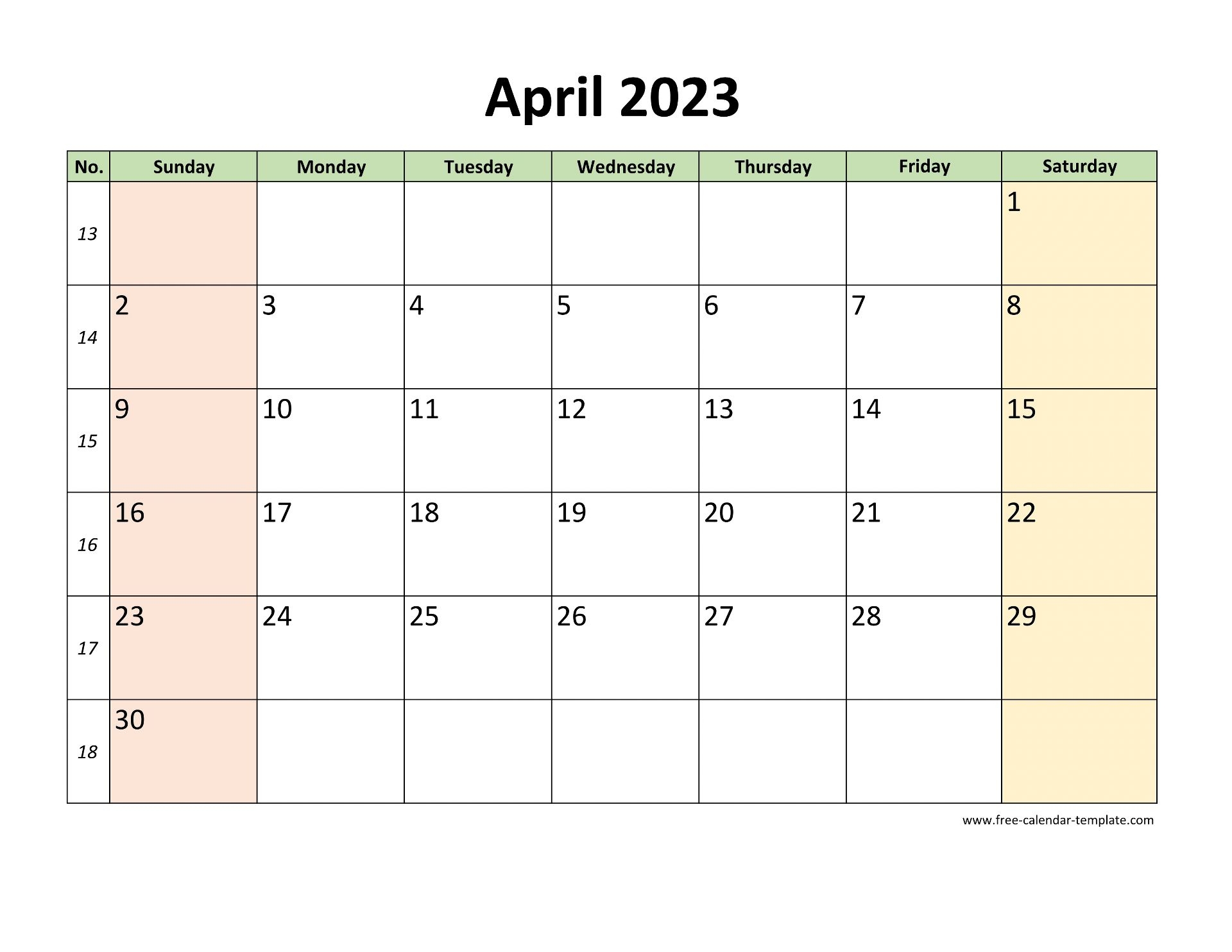 Printable Color Calendar