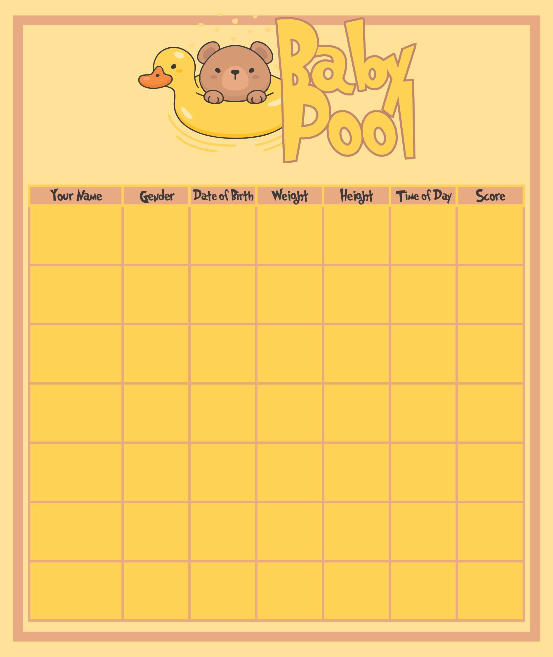 baby weight pool 7 free pdf printables printablee