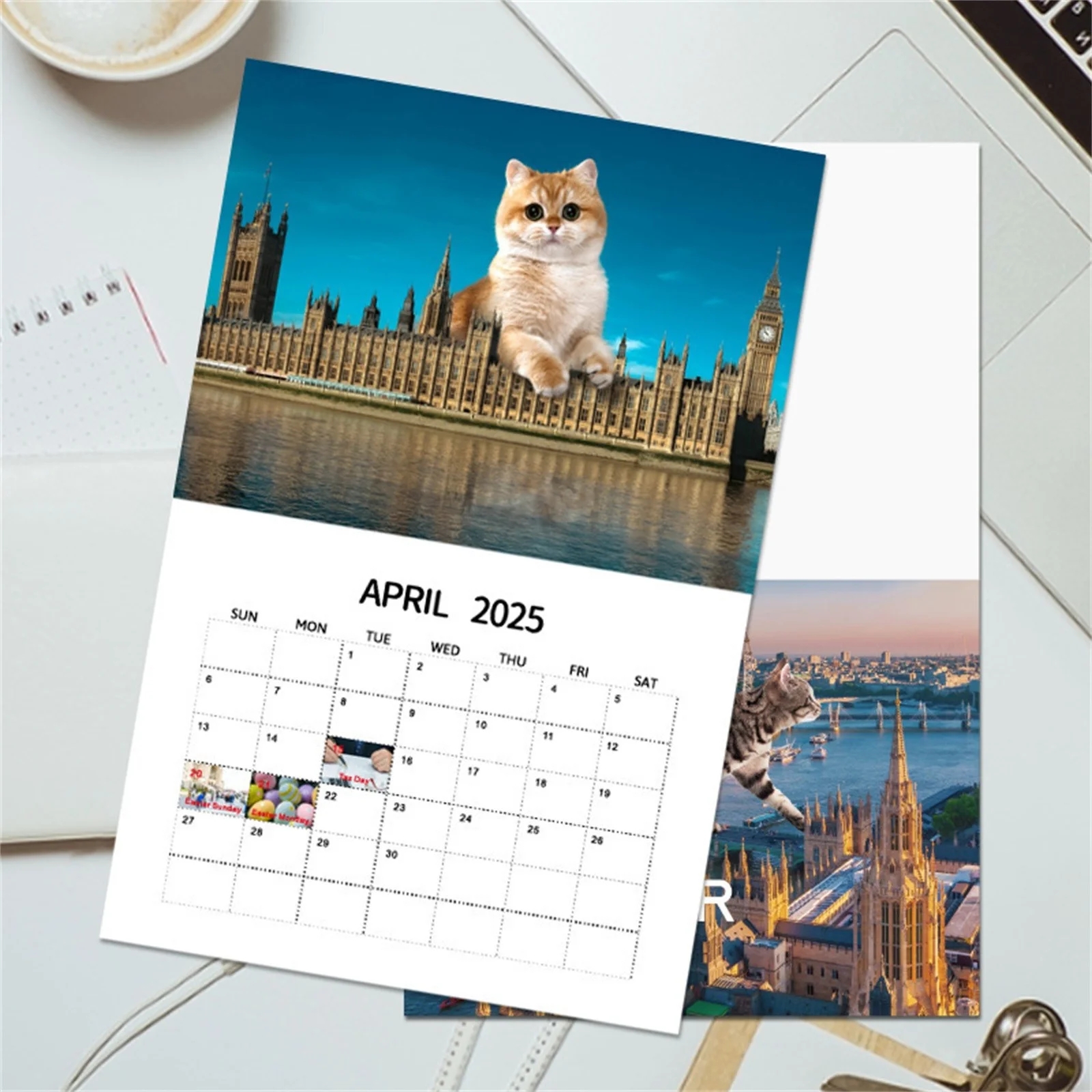 Big Sale Piaybook 2025 City Cat Calendar 12 Month Calendar Riding Nail Wall Calendar From Lounging On A Park To Exploring A Bustling Street Market Walmart