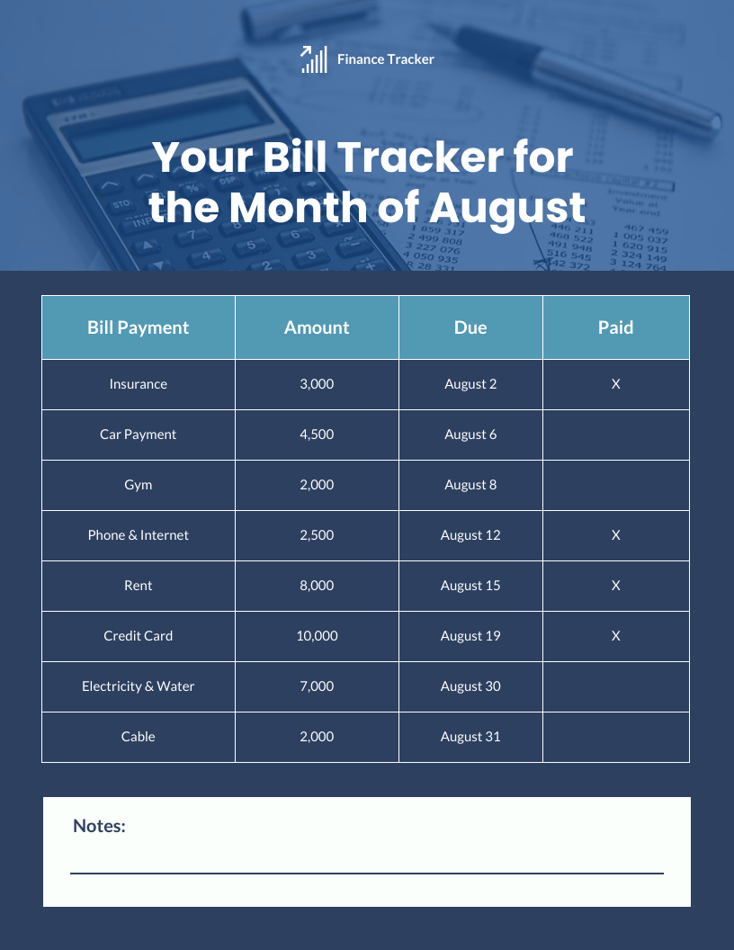 bill calendar template venngage