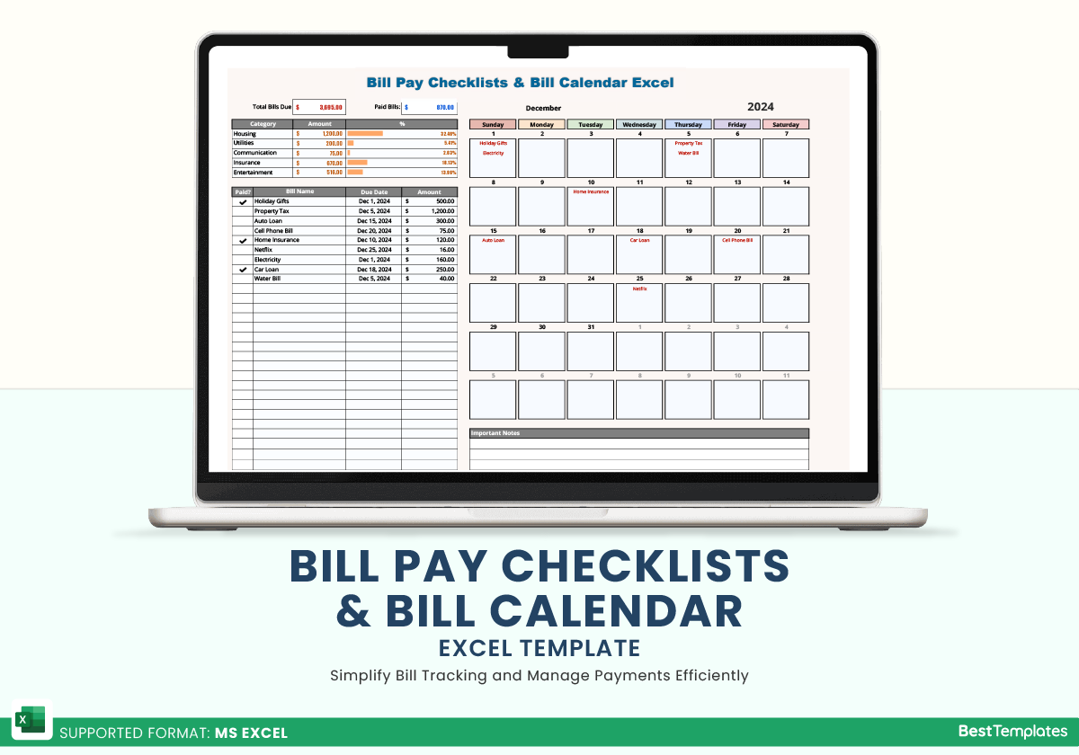 bill pay checklists bill calendar excel template best templates