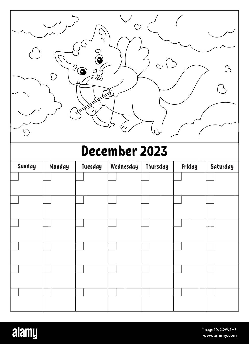 Blank Calendar Template For One Month Without Dates Colorful Design With A Cute Character Vector Illustration Stock Vector Image Art Alamy